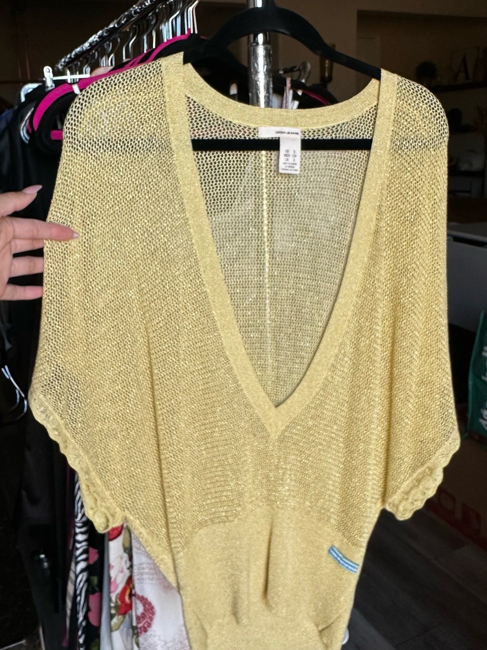 VTG DKNY Metallic Yellow Knit Top✨ Y2K
